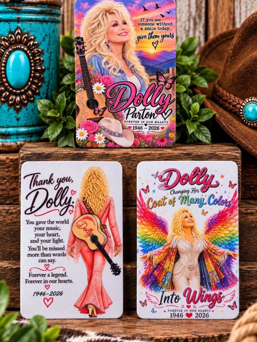 Dolly Parton Country Music Tribute Refrigerator Magnets Set of 3 Collectible